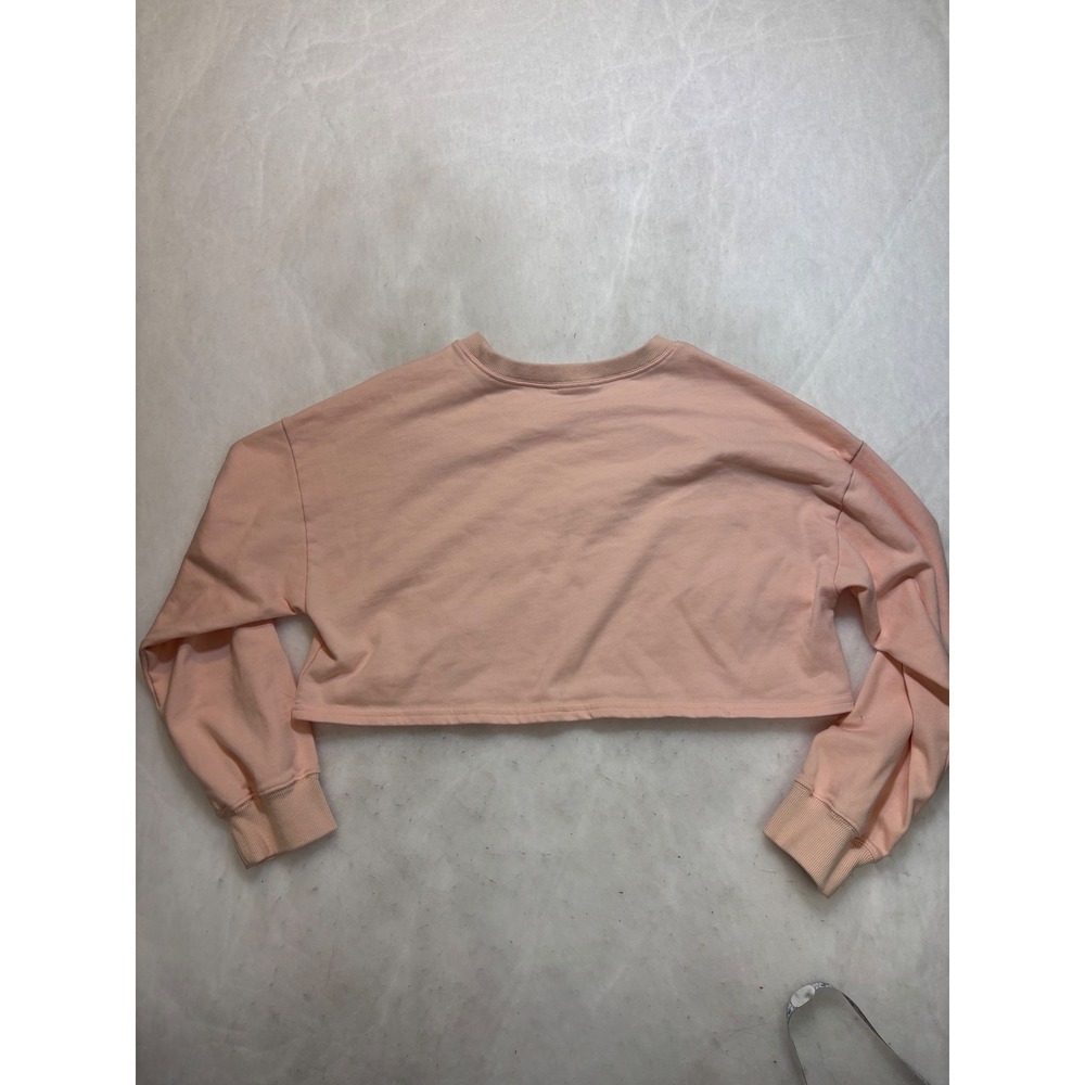 Everyday Chic Boutique Cropped‎ Sweatshirt Peach Flower Applique Size M - Picture 7 of 8